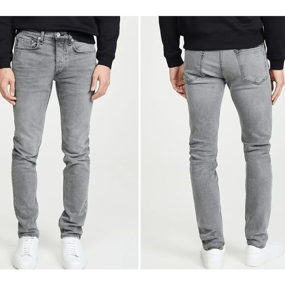 NWOT Rag & Bone Standard Issue Fit 1 Skinny Leg Aged Gray Jeans Men's Size 33 - Picture 1 of 14
